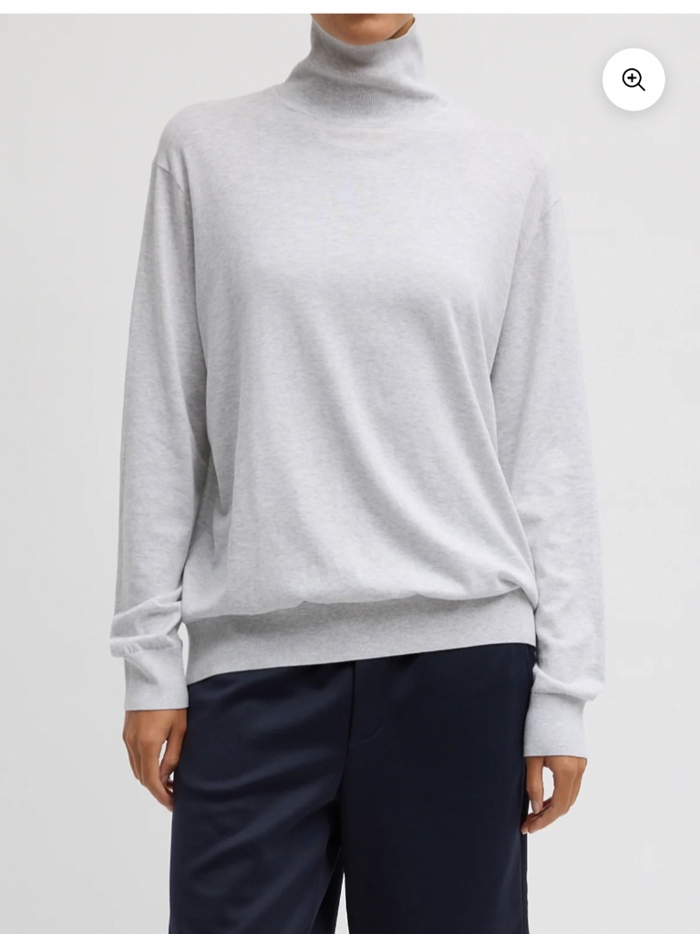 Tibi Super Fine Gauge Perfect Men's Turtleneck Pullover. S. Light Heather Gray